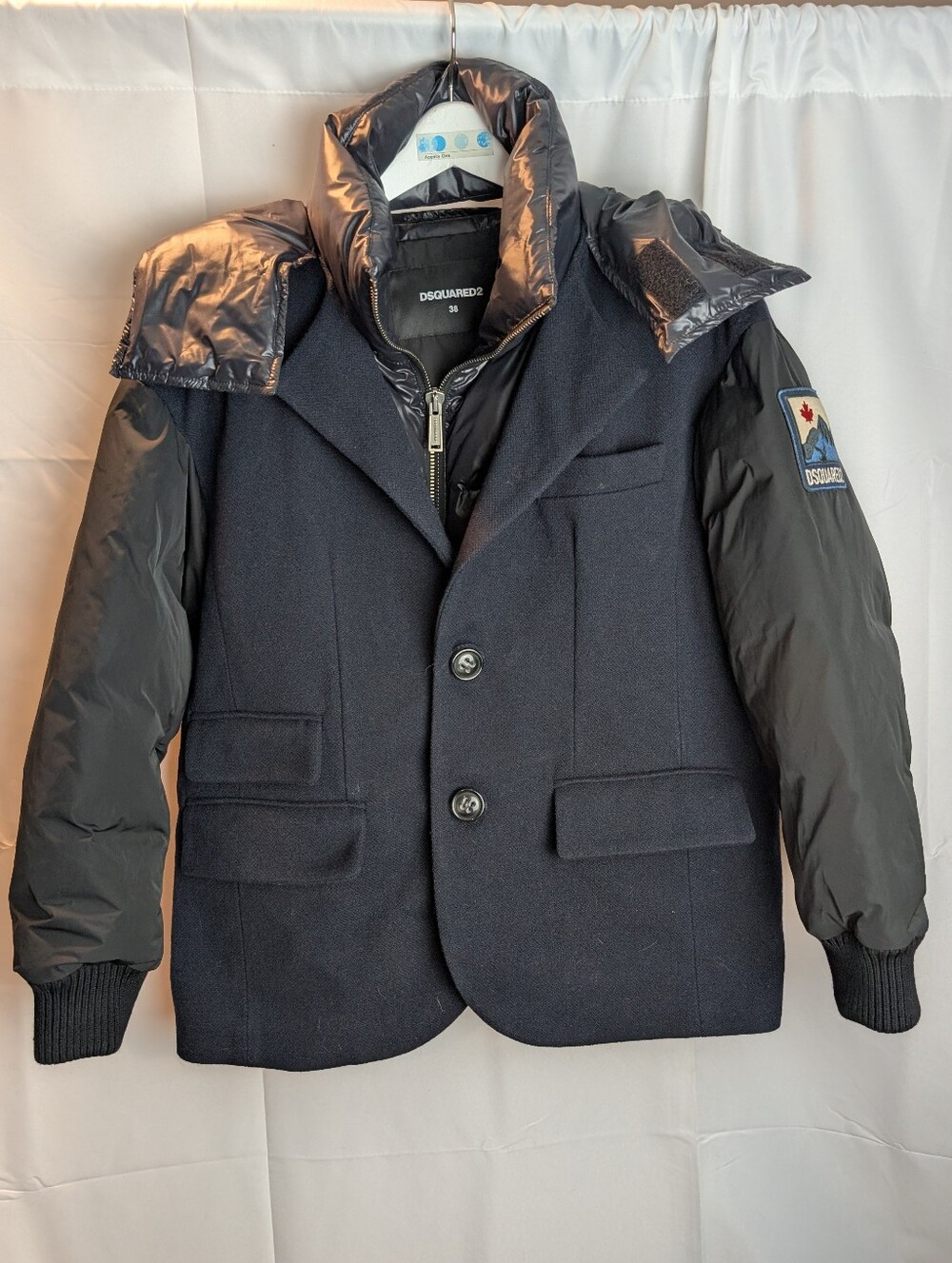 DSQUARED2 Men's 2-Way Layered Wool Blazer & Down Puffer Jacket NWT Size IT 38 US